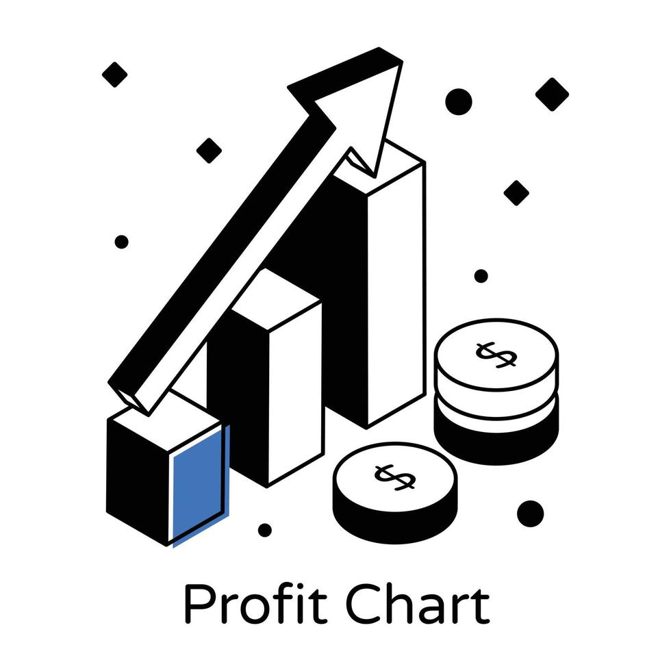 A trendy isometric icon of financial chart vector