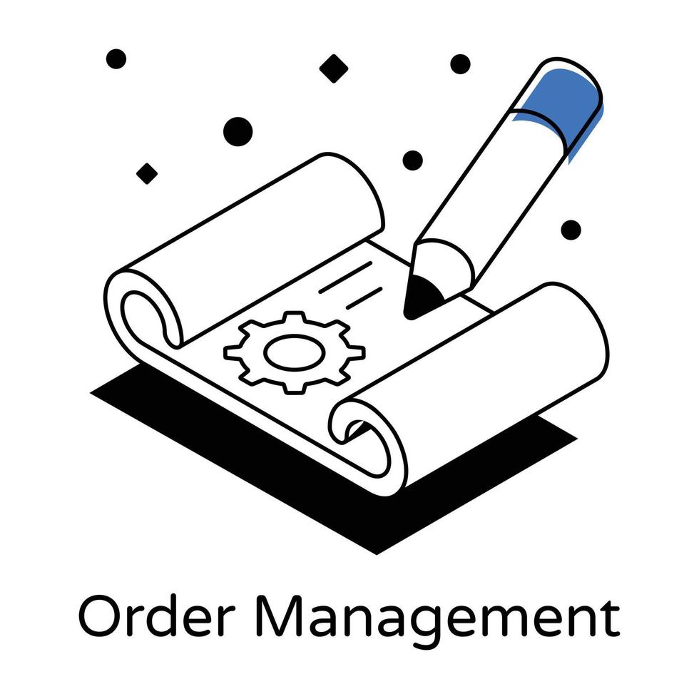 An icon of order management in isometric design vector