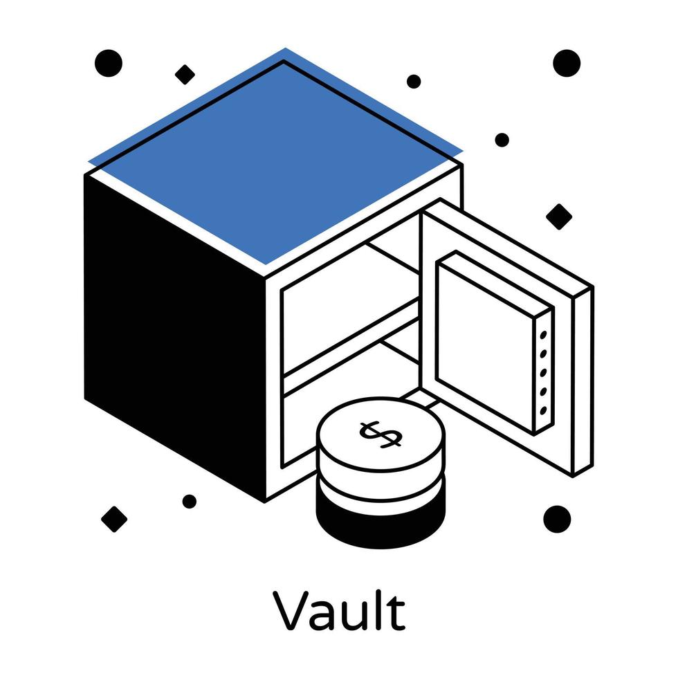 bóveda bancaria para ahorrar dinero, icono isométrico vector