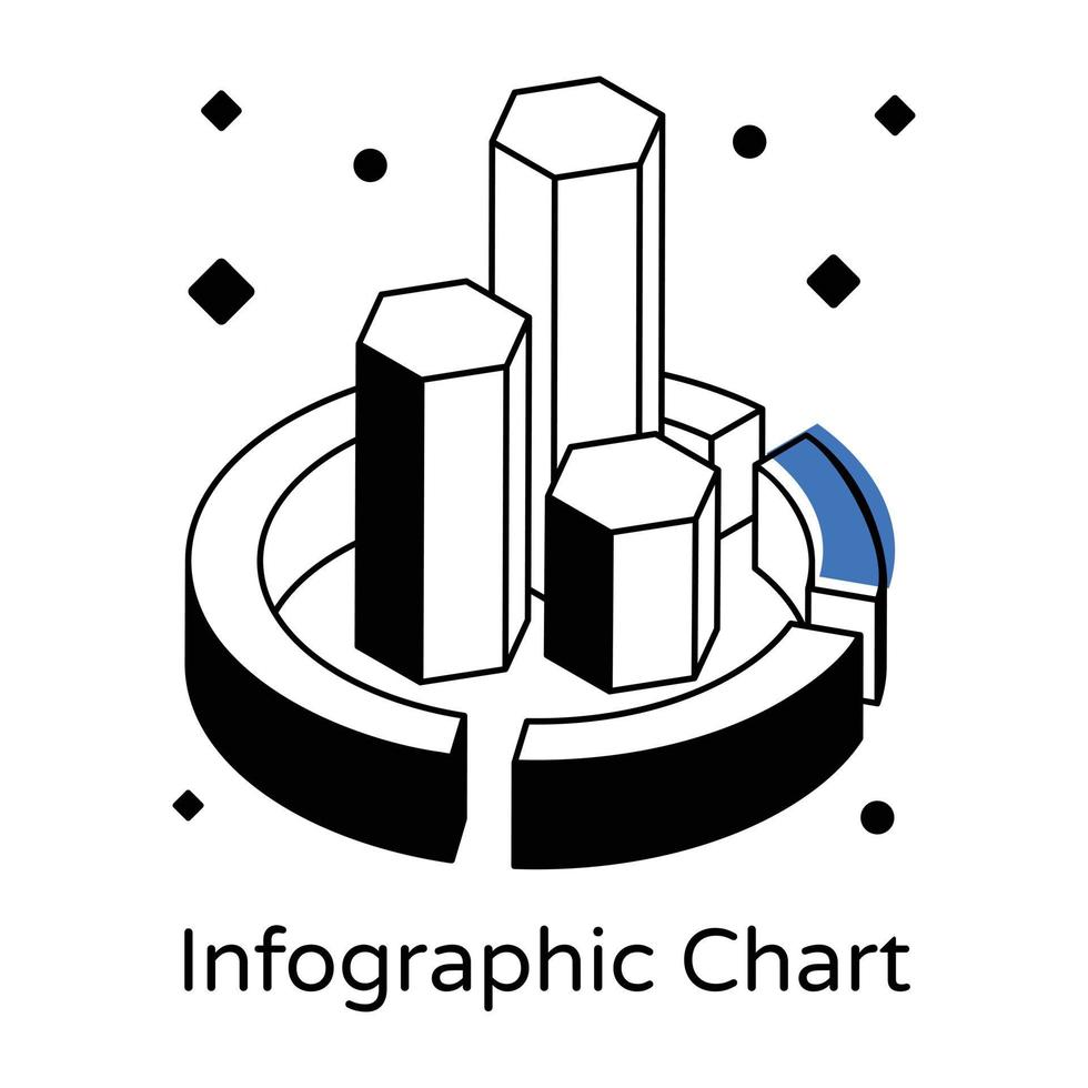 A trendy isometric icon of financial chart vector