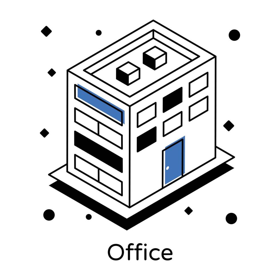 un edificio de oficinas en icono isométrico vector