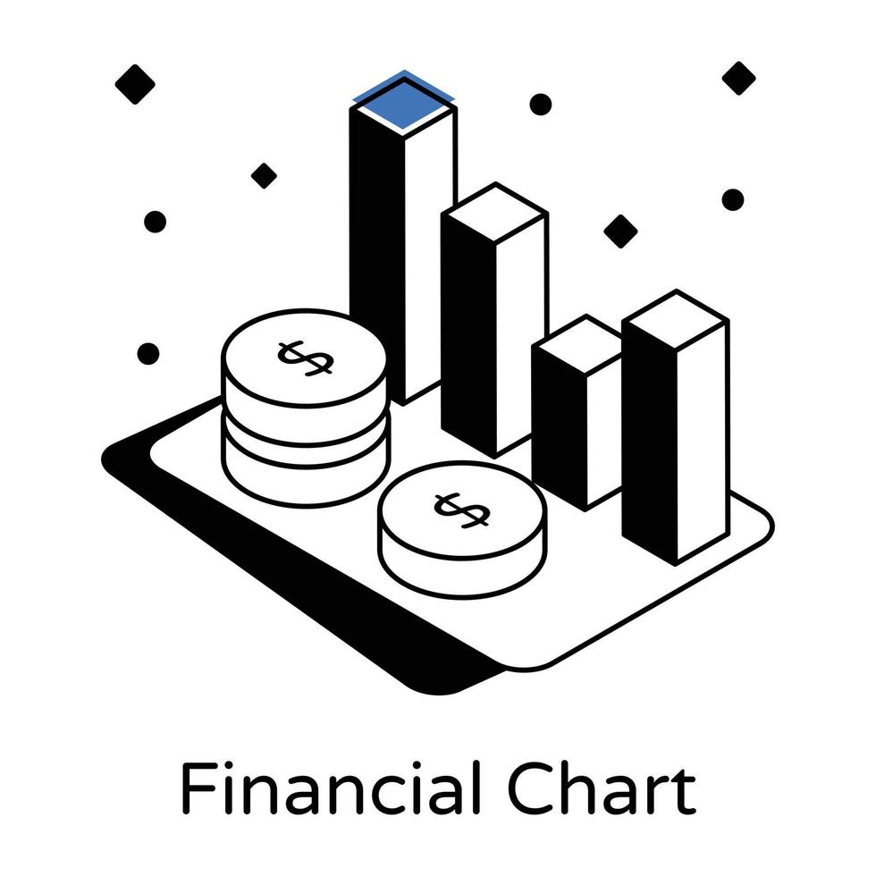 icono isométrico de moda del gráfico financiero vector