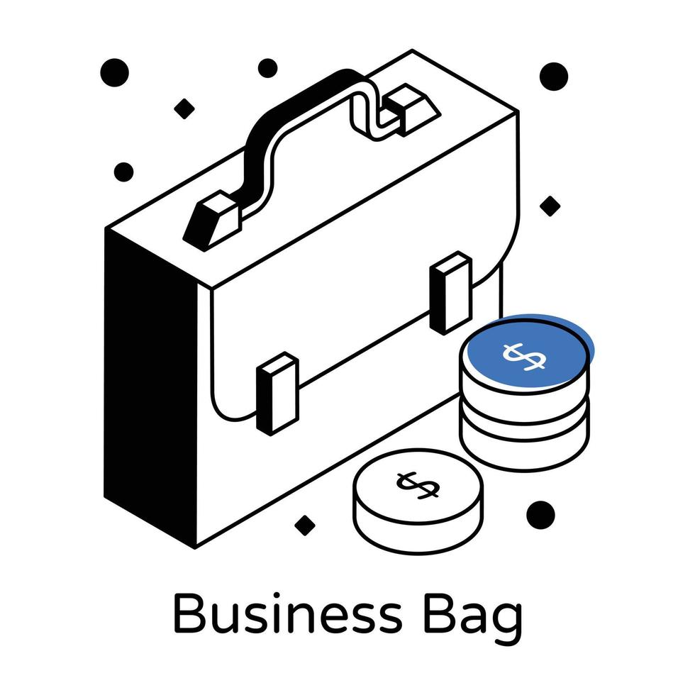 An icon of business bad isometric vector