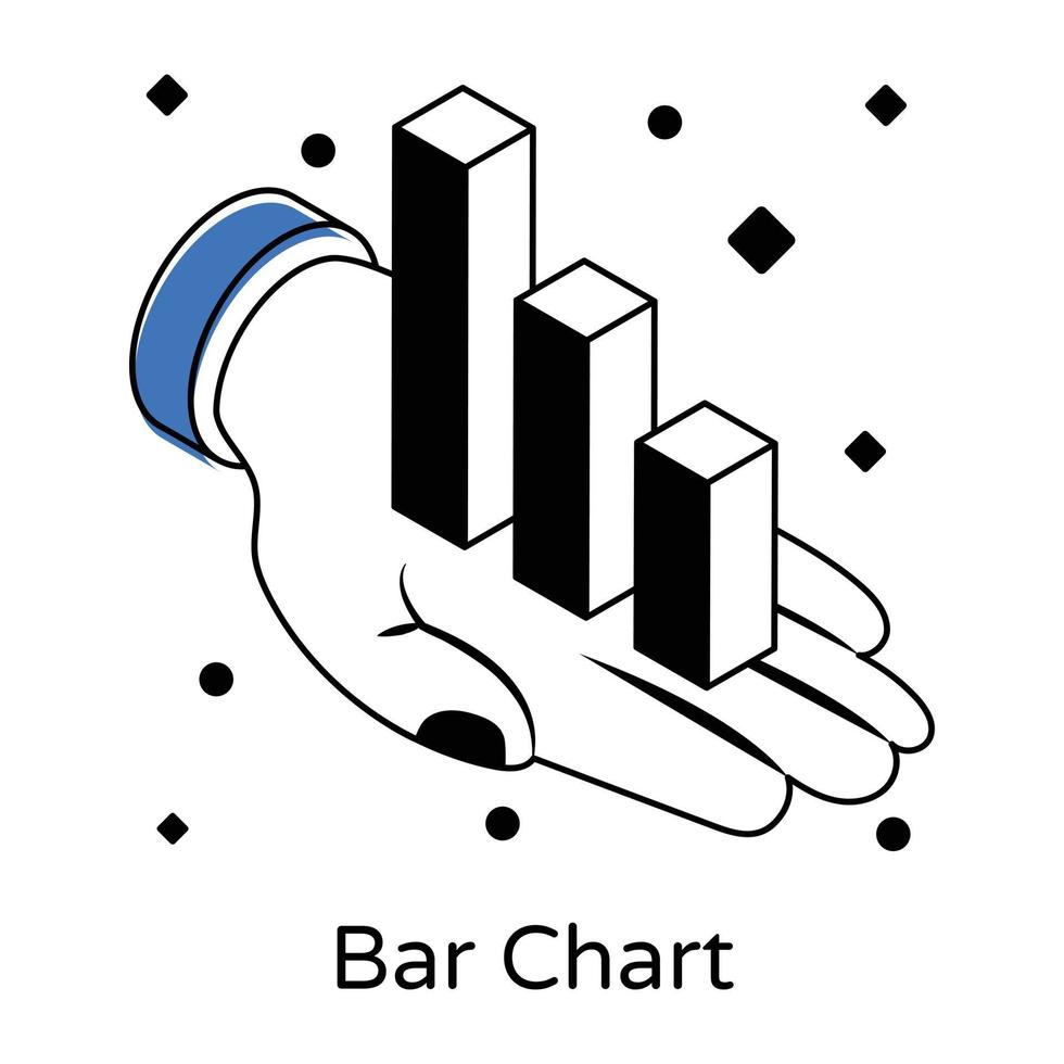 Icon of bar chart in isometric design vector