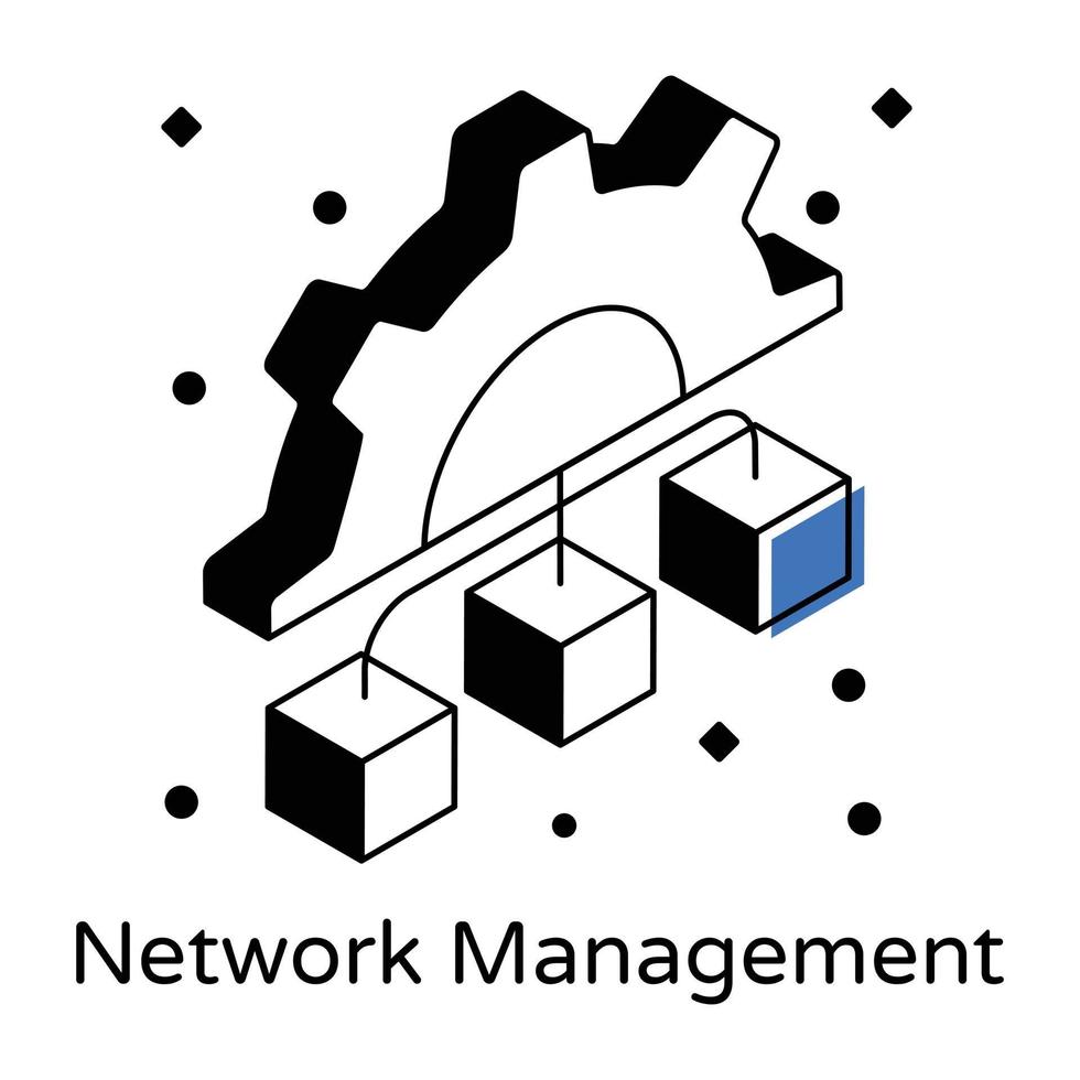 Network management icon in isometric design vector