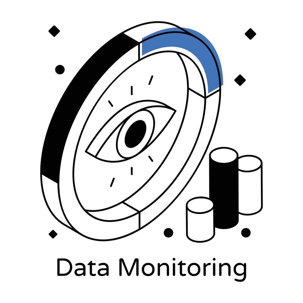 Data monitoring icon in isometric design vector