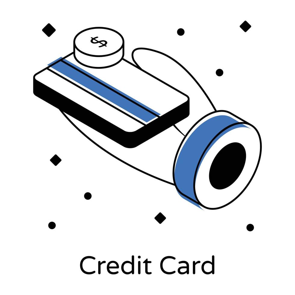 un icono de tarjeta de crédito en diseño isométrico vector
