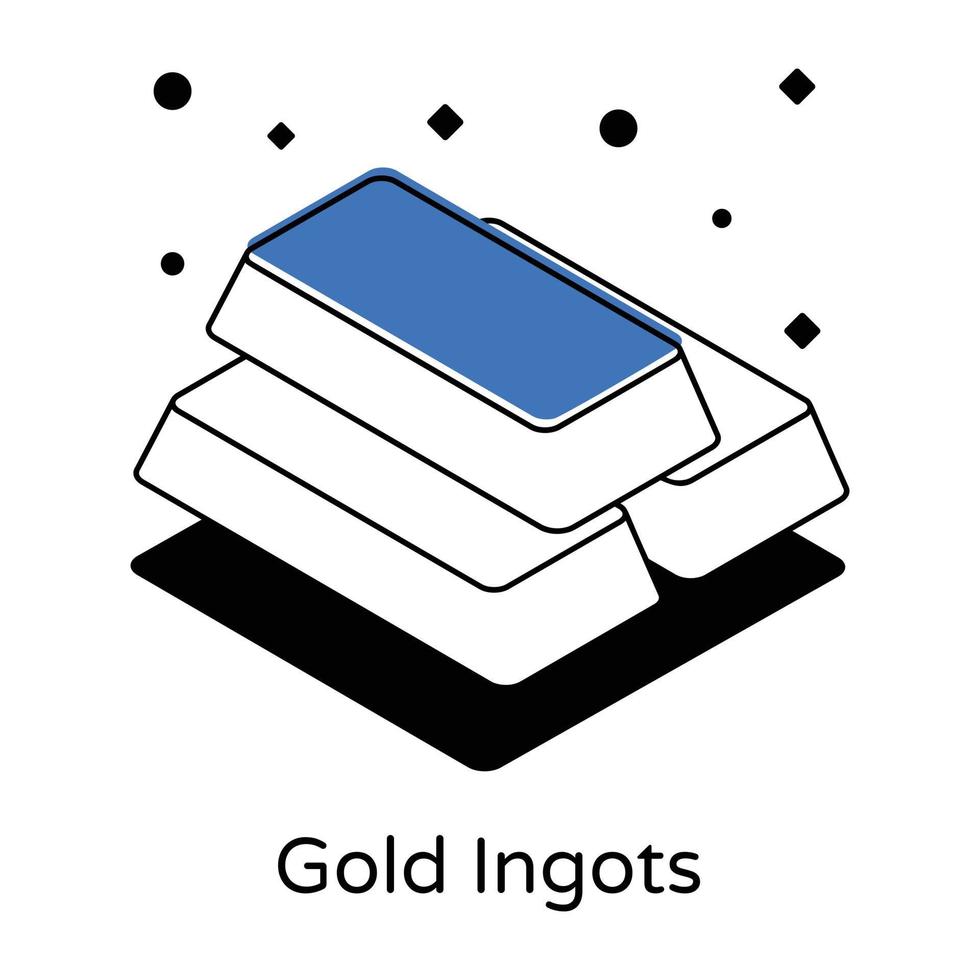 Modern gold ingots icon in isometric design vector