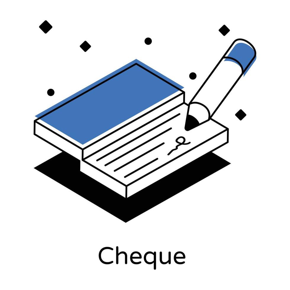 An icon of bank cheque isometric design vector