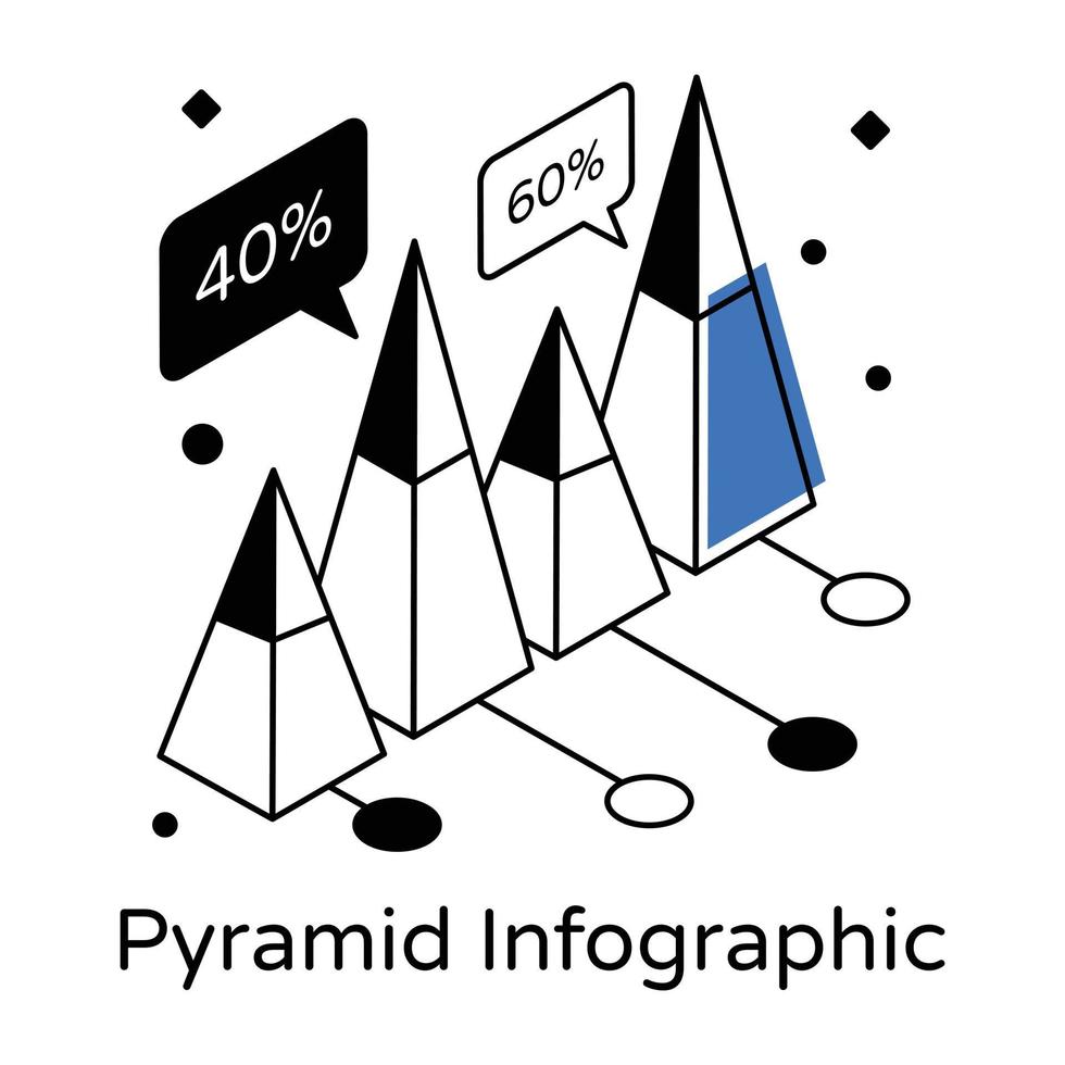 Isometric icon of pyramid infographic, premium design vector