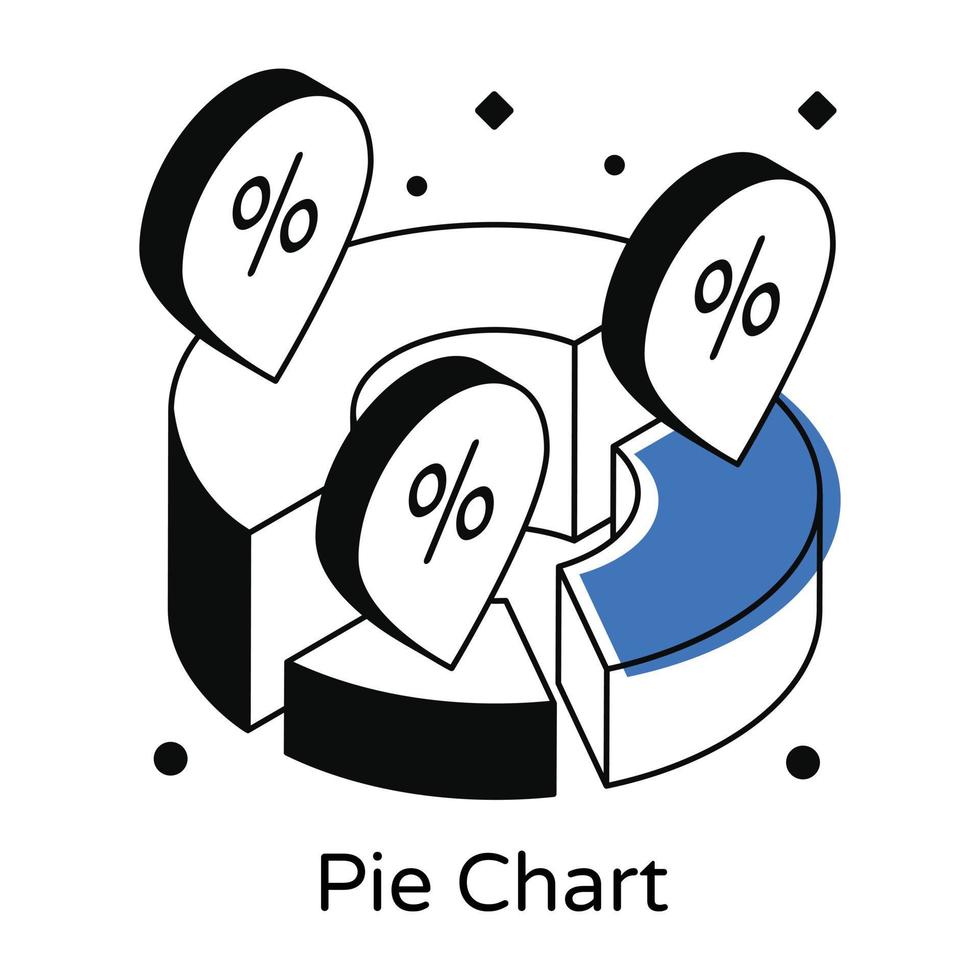 Pie chart infographic isometric icon vector