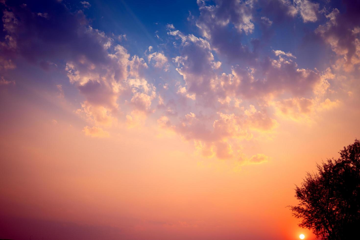 Sunset background with wonderful golden yellow sky.Dusk sky in the evening,amazing dramatic and wonderful cloud at twilight. photo