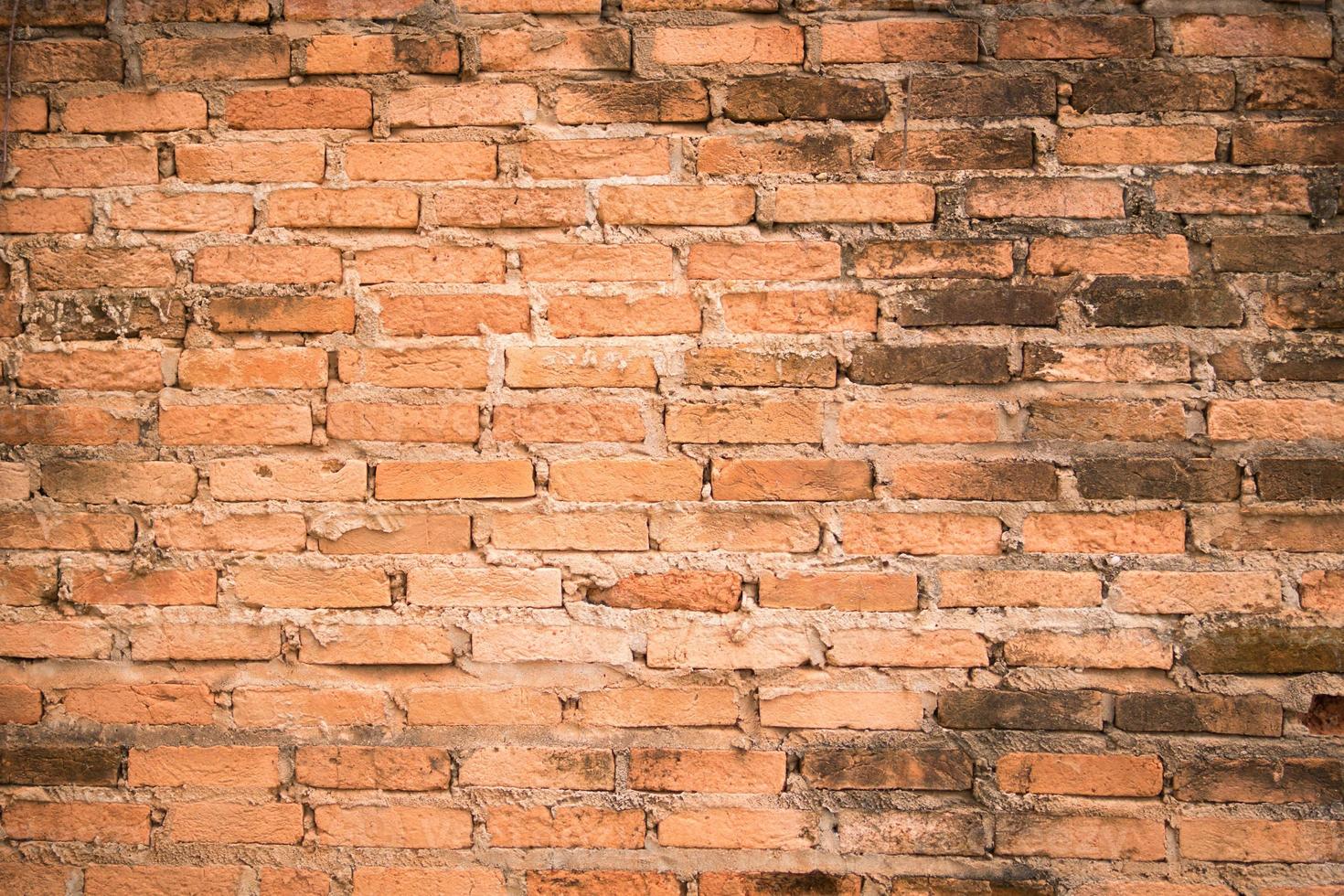 antiguo fondo texturizado de pared de ladrillo naranja. foto