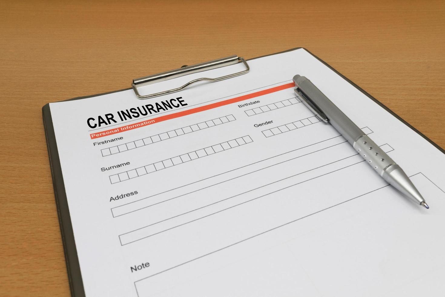 Car Insurance application form photo