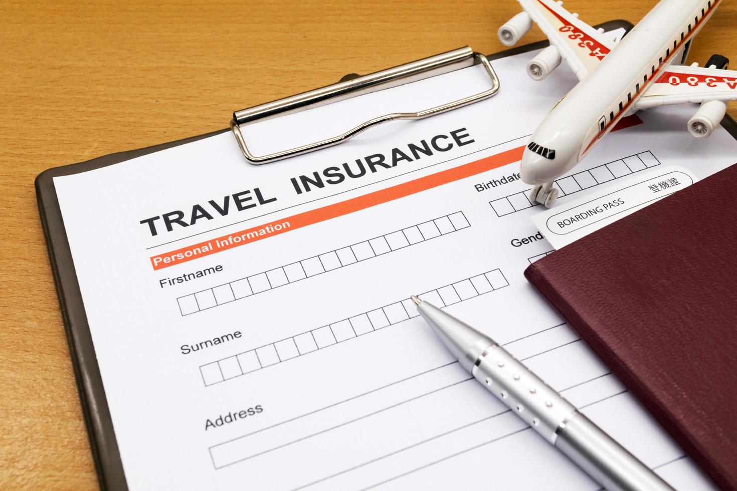 Travel insurance application form photo