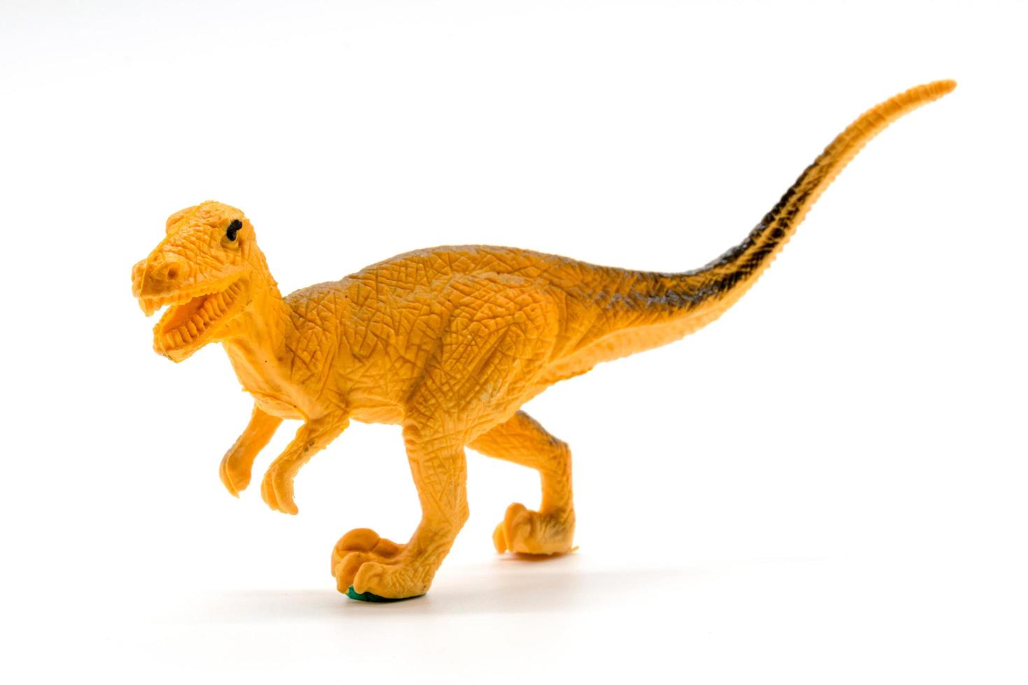 Velociraptor toy model on white background photo