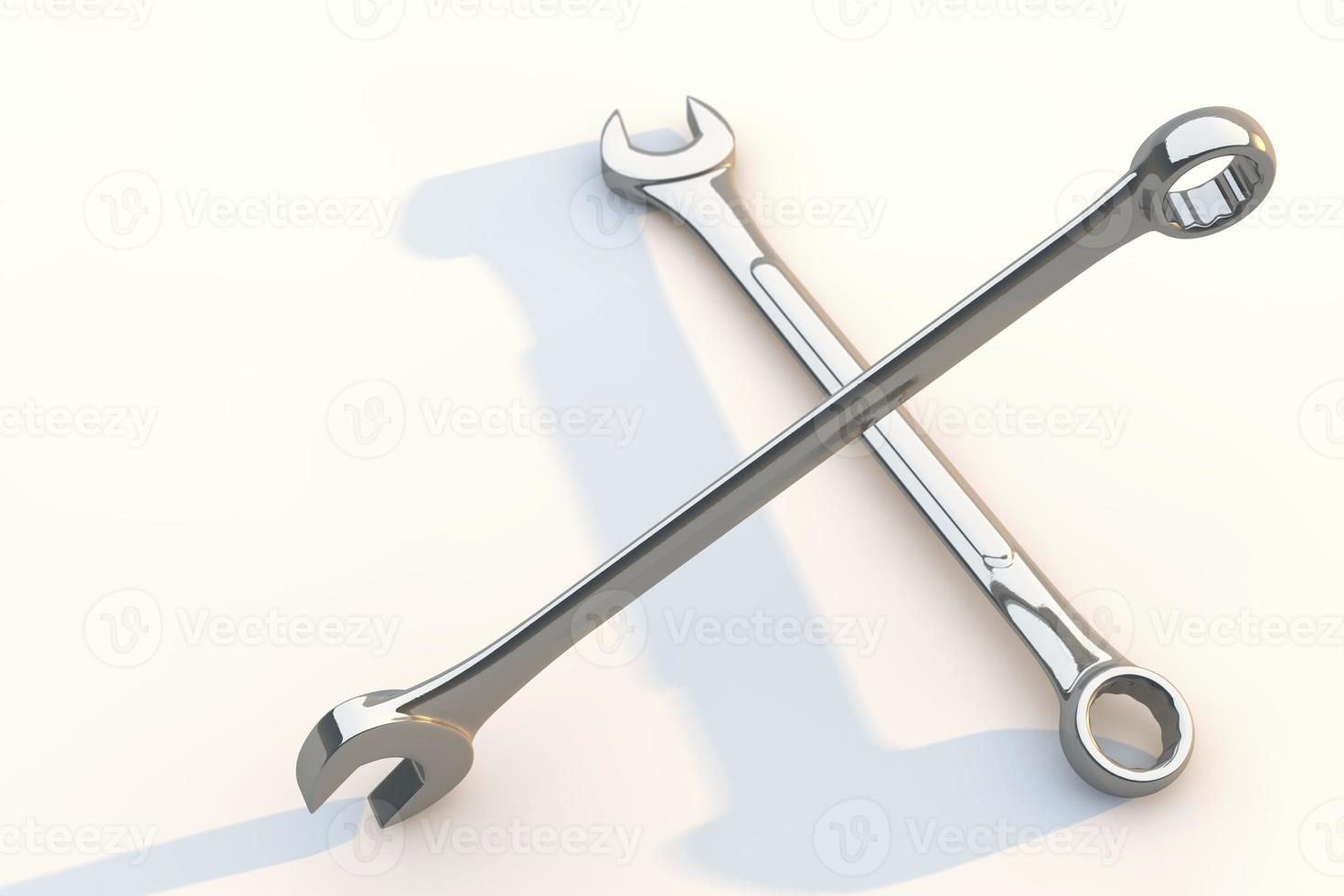 Wrench isolated on white background, 3d render hand tool photo