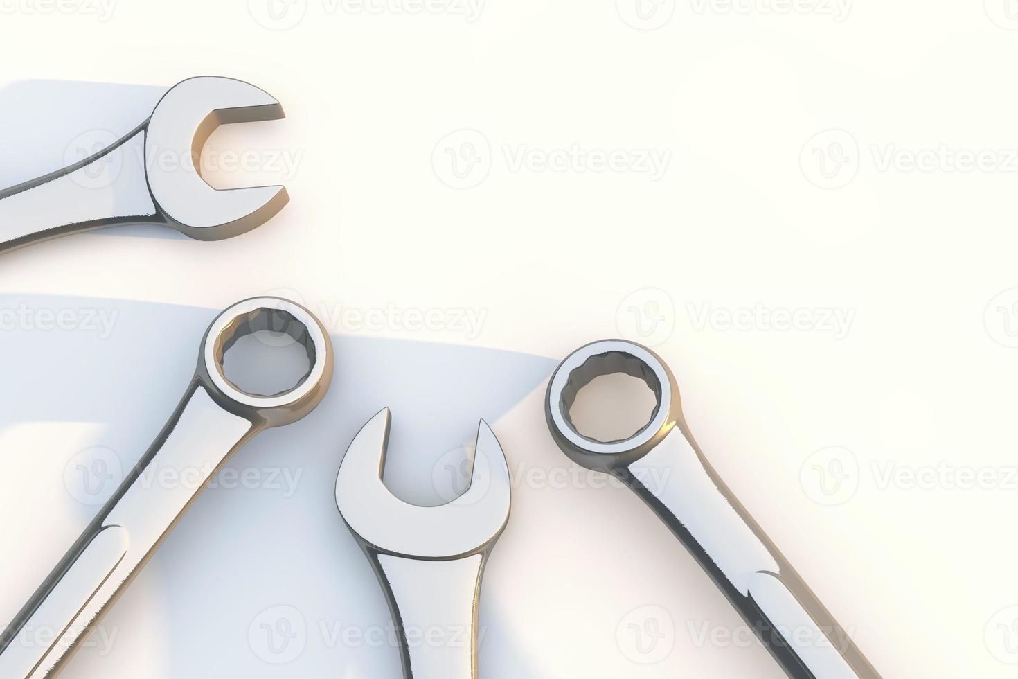 Combination wrenches for repair on white background. 3d render photo