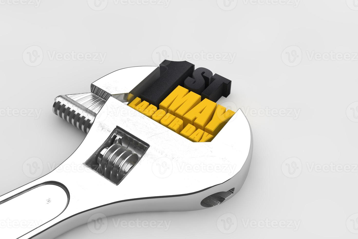 Wrench 1st May labor day international worker's day. Hand tool 3D render photo