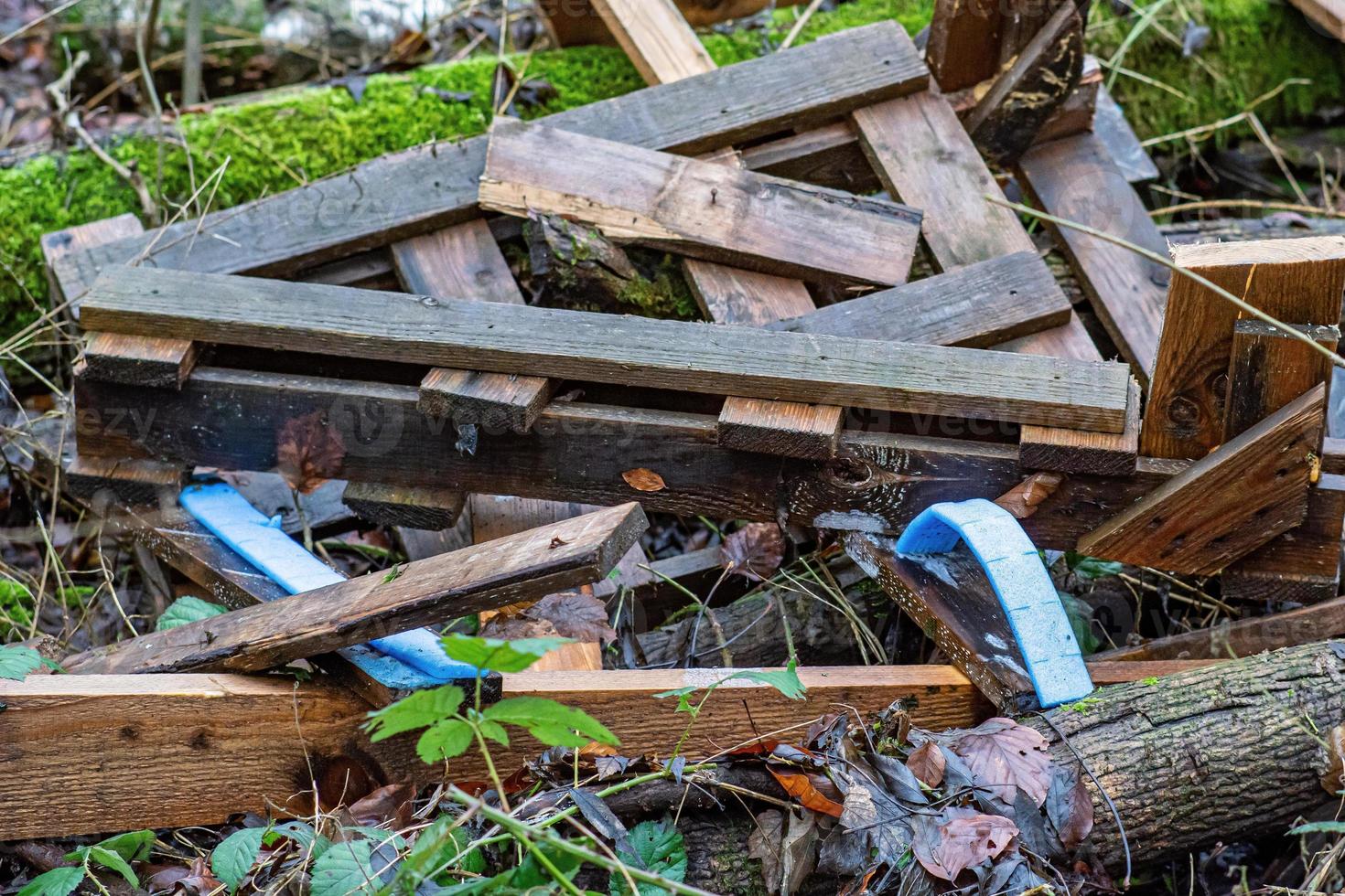 Closeup of a pile of old boards photo