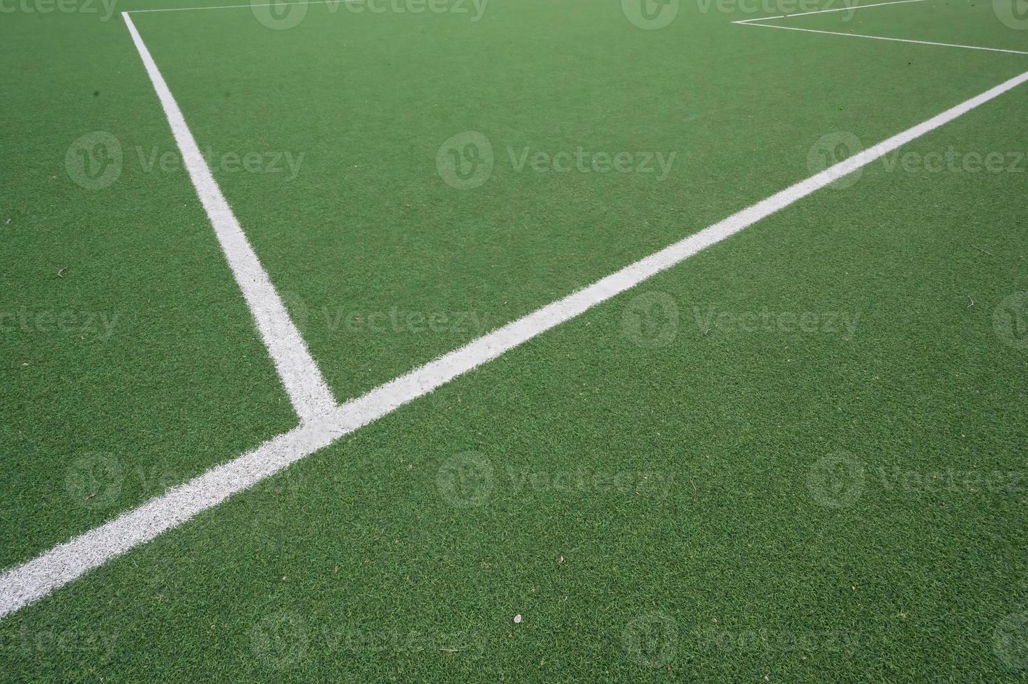 Closeup of a green soccer field photo