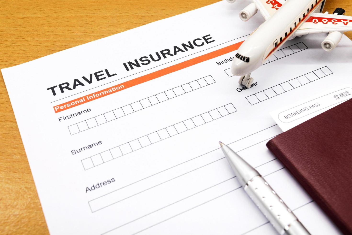 Travel insurance application form photo