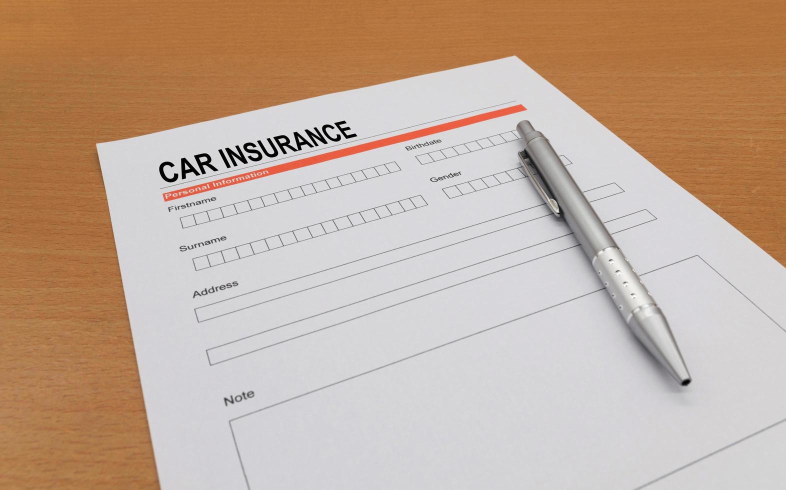 Car Insurance application form photo