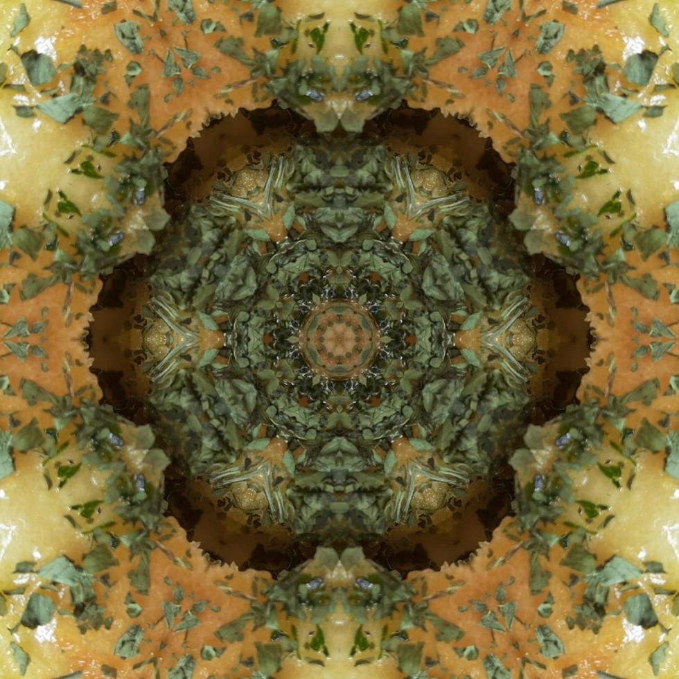Yellow reflect abstract background. Kaleidoscope pattern. Free photo. photo