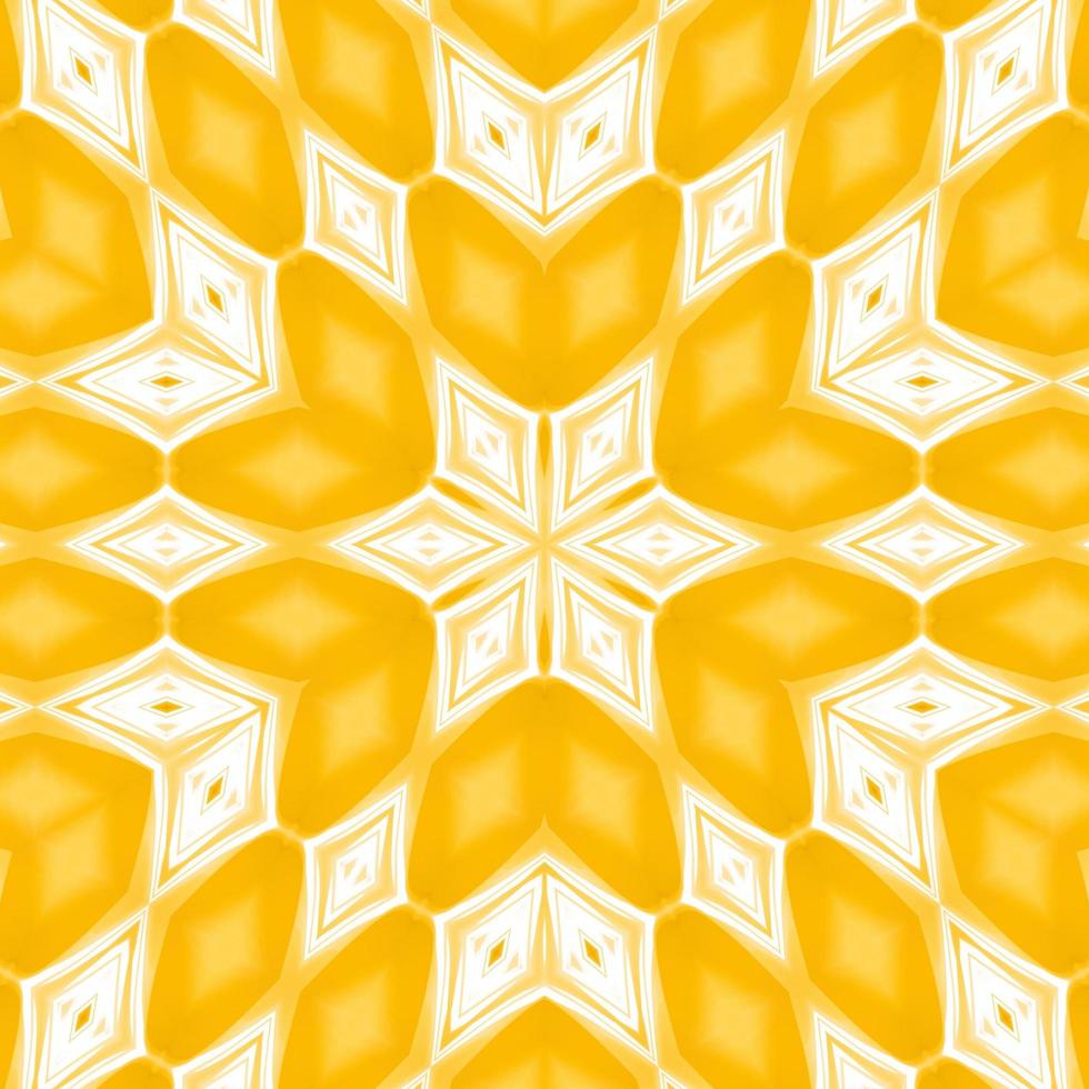 Yellow and white abstract square background. Kaleidoscope pattern. Free background. photo