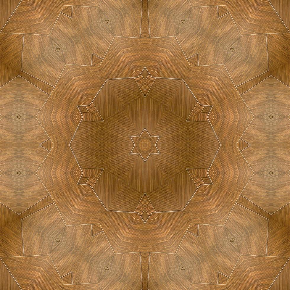 Brown abstract square background. Kaleidoscope pattern of wooden floor. Free background. photo