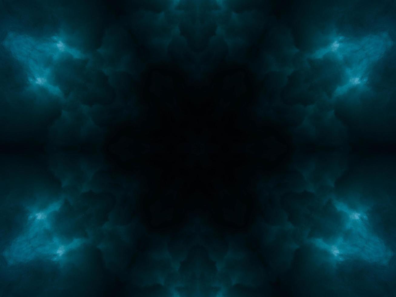 Turqoise and black kaleidoscope pattern. Abstract background. Free photo. photo