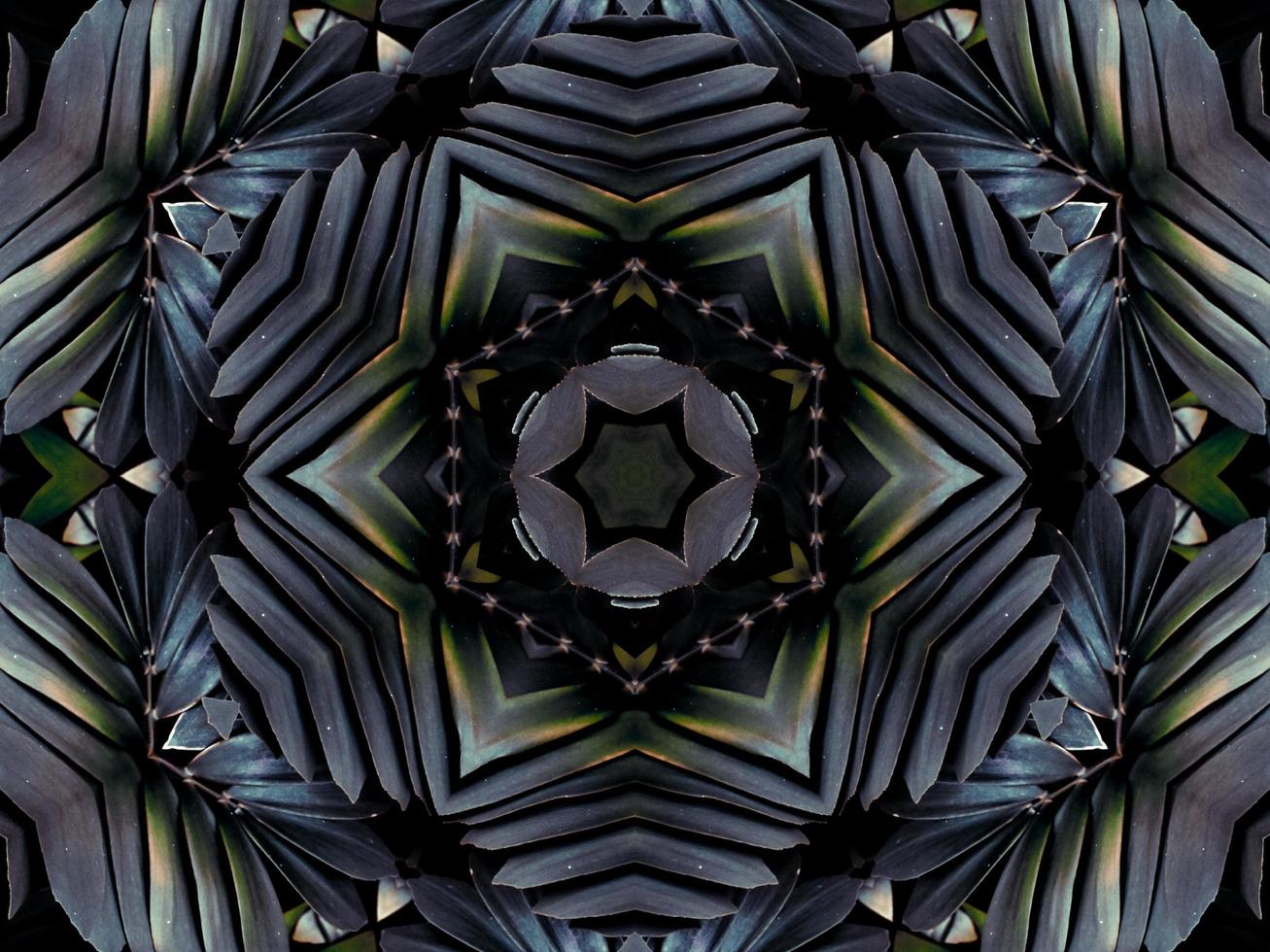 Black and white kaleidoscope pattern. Abstract background. Free photo. photo