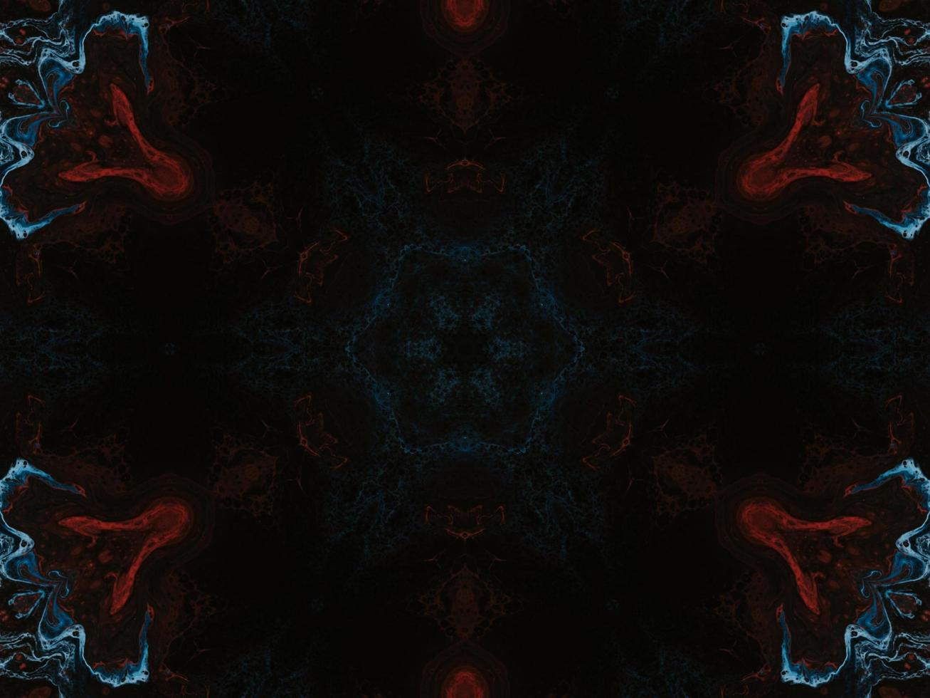 Reflection of colorful flowers kaleidoscope pattern. Abstract background. Free photo. photo