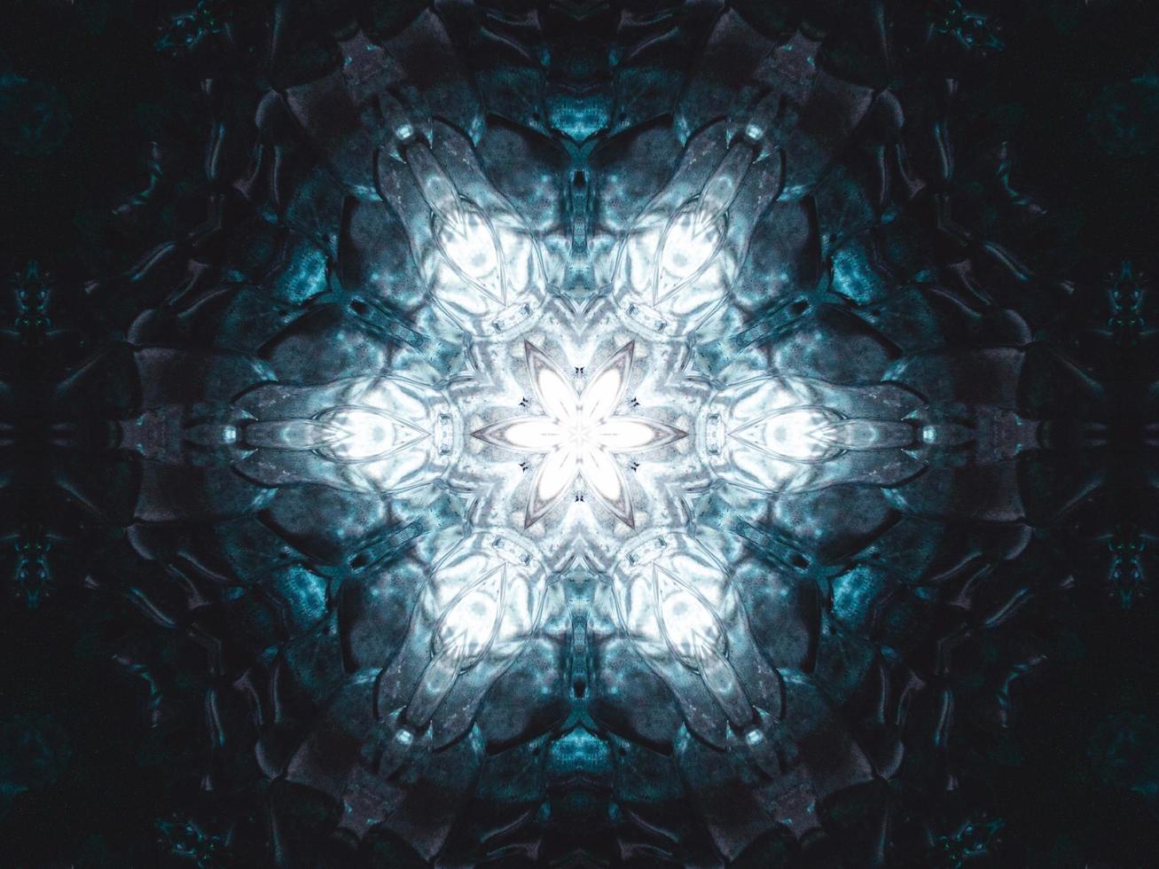 Frozen dark blue sea kaleidoscope pattern. Abstract background. Free photo. photo