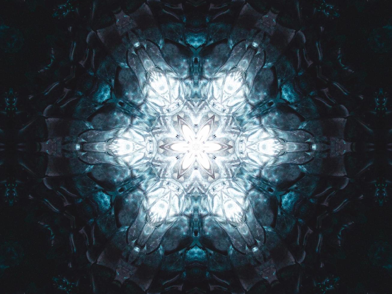 Frozen dark blue sea kaleidoscope pattern. Abstract background. Free photo. photo