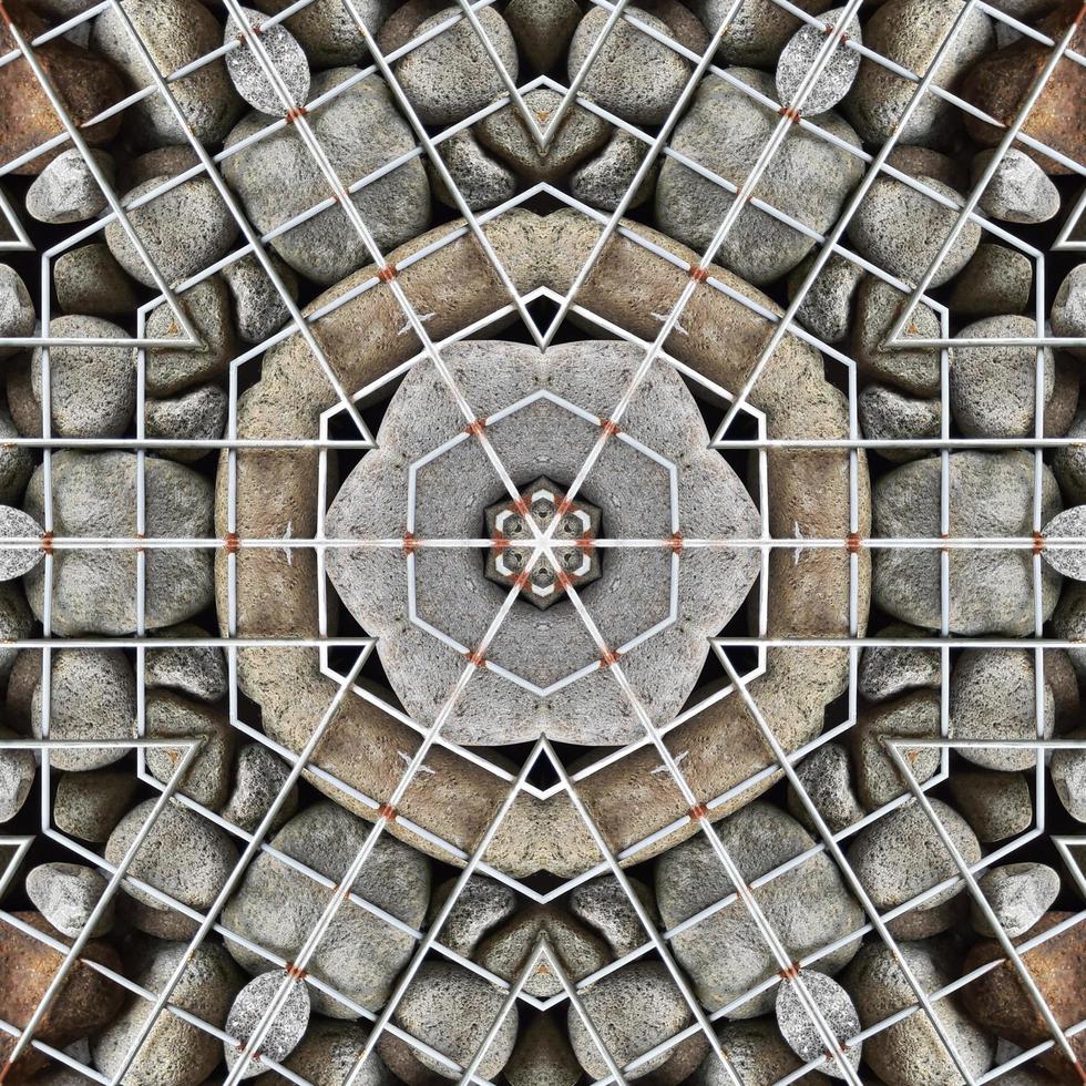 Rock reflection abstract background. Kaleidoscope pattern. Free photo. photo