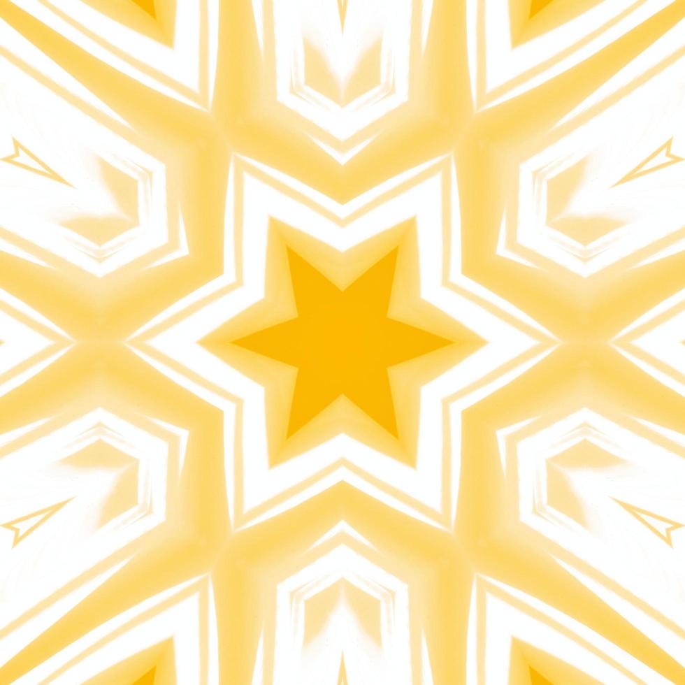 Yellow and white abstract square background. Kaleidoscope pattern. Free background. photo