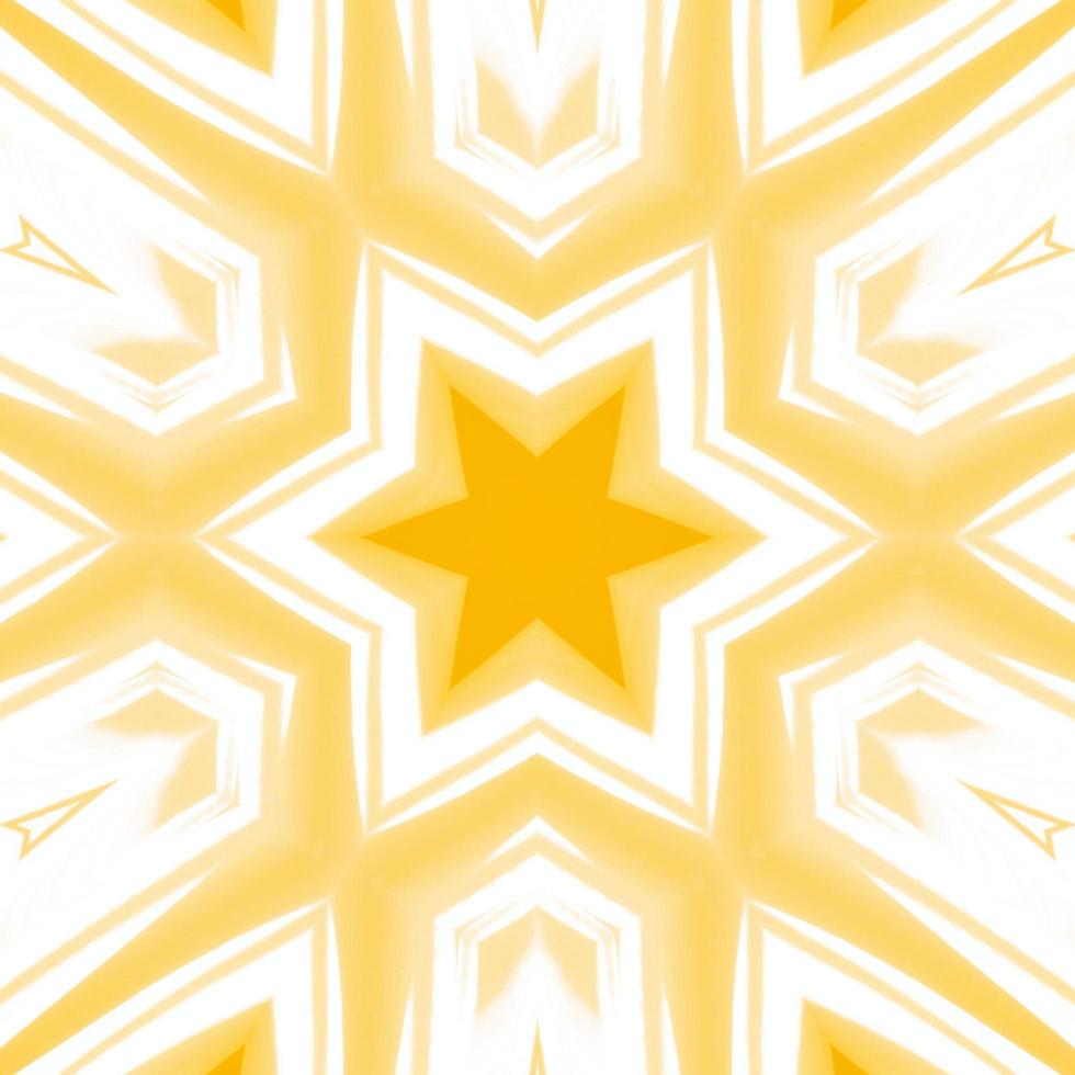 Yellow and white abstract square background. Kaleidoscope pattern. Free background. photo