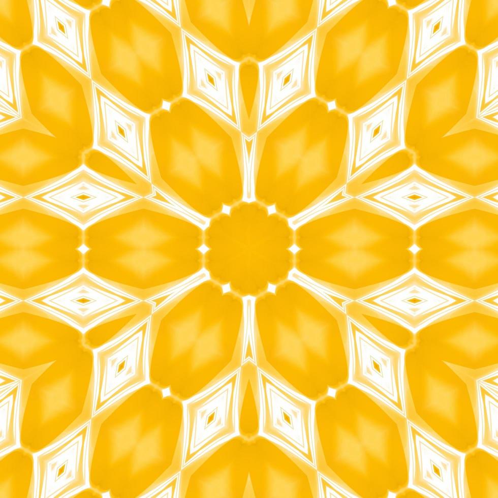 Yellow and white abstract square background. Kaleidoscope pattern. Free background. photo