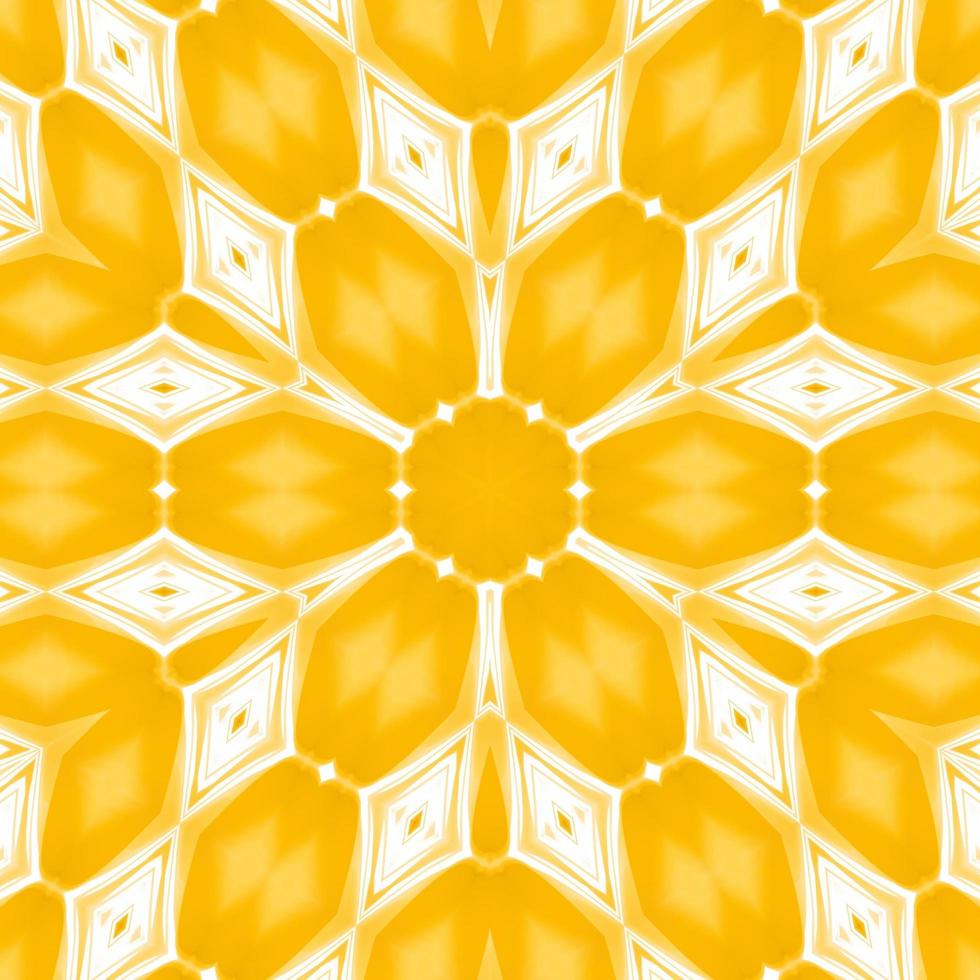 Yellow and white abstract square background. Kaleidoscope pattern. Free background. photo