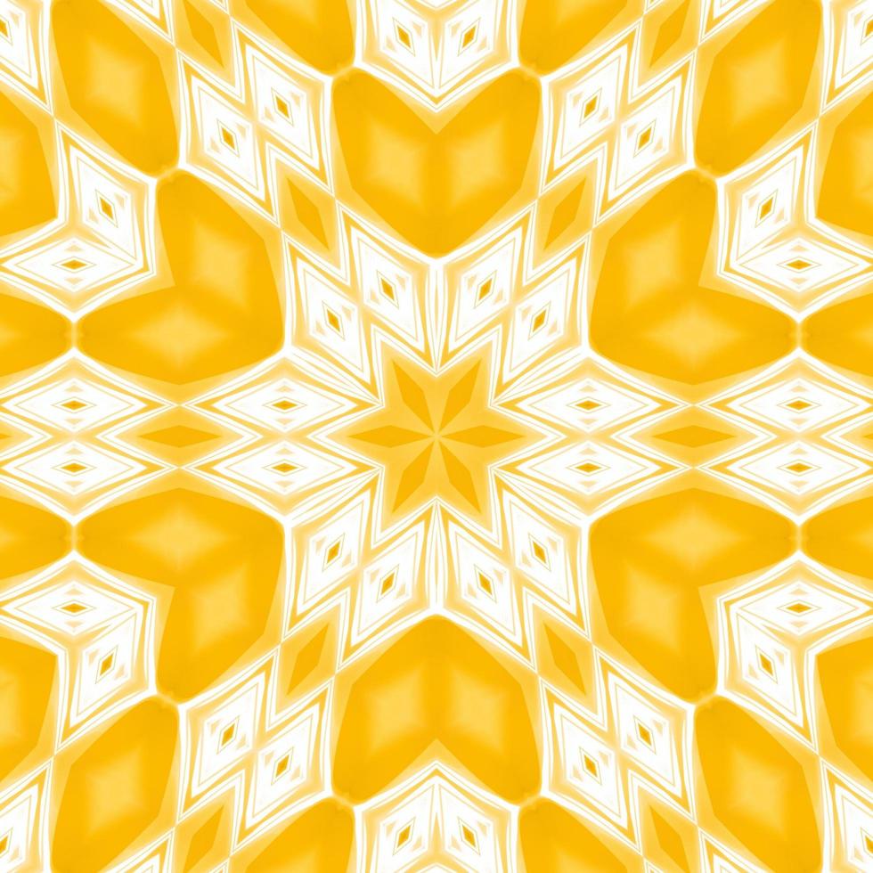 Yellow and white abstract square background. Kaleidoscope pattern. Free background. photo