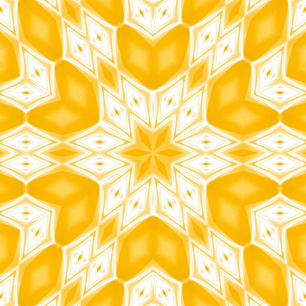 Yellow and white abstract square background. Kaleidoscope pattern. Free background. photo