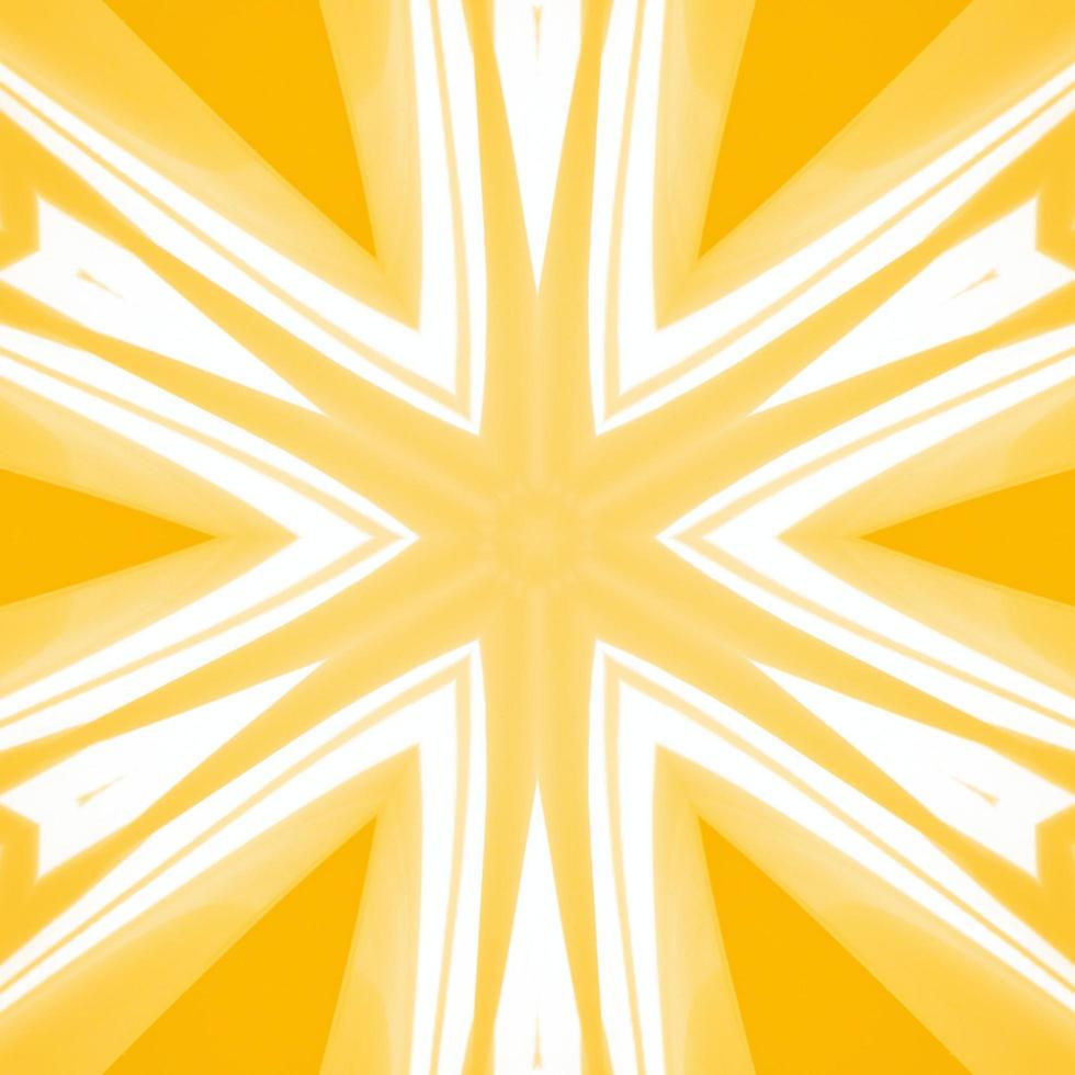 Yellow and white abstract square background. Kaleidoscope pattern. Free background. photo