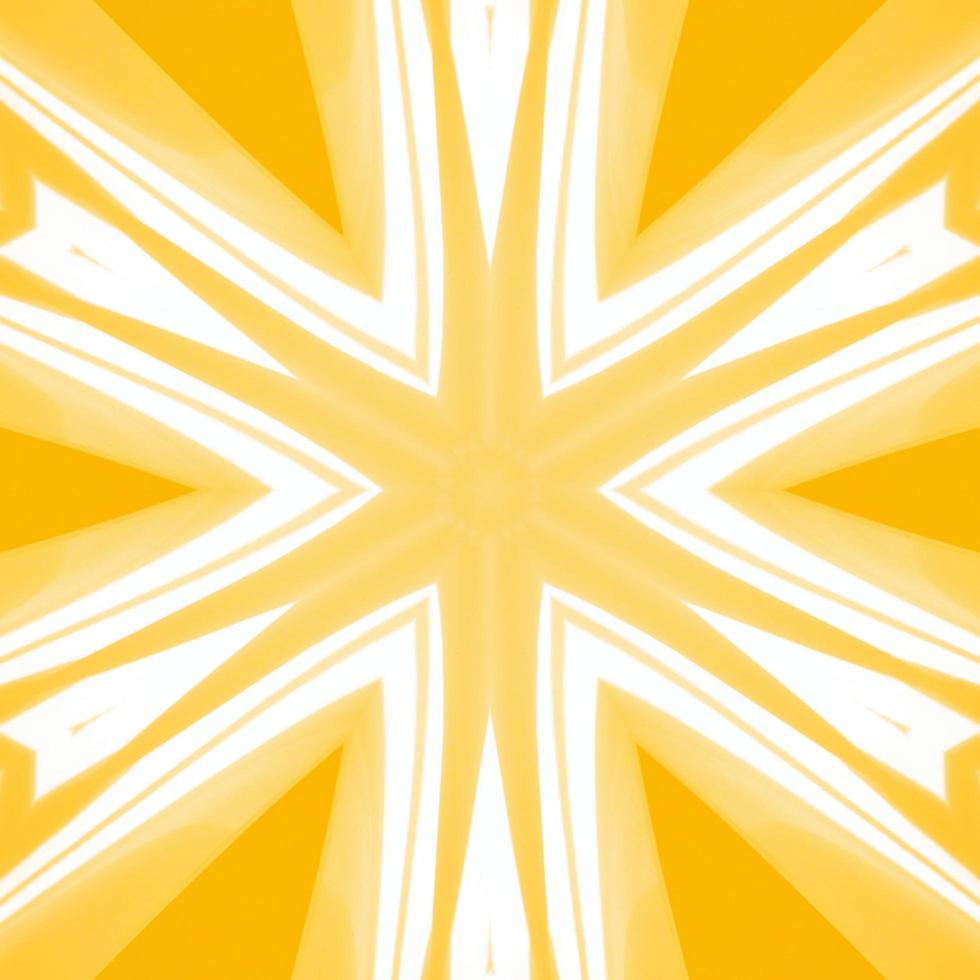 Yellow and white abstract square background. Kaleidoscope pattern. Free background. photo