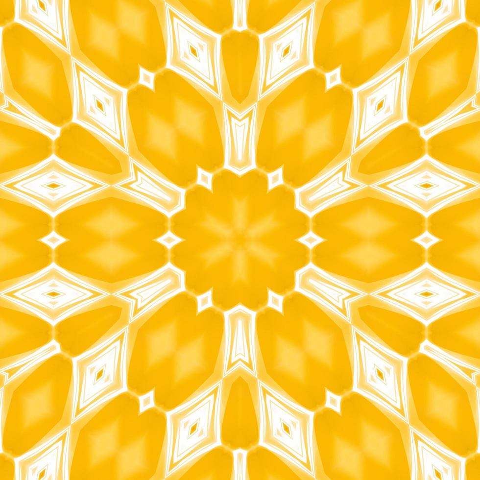 Yellow and white abstract square background. Kaleidoscope pattern. Free background. photo