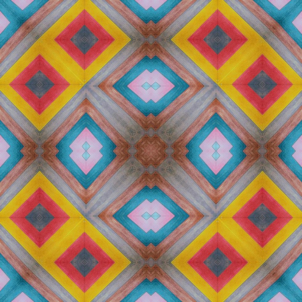 Colorful abstract square background. Kaleidoscope pattern of colorful wooden floor. Free background. photo
