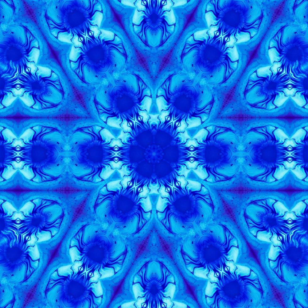 Dark blue abstract square background. Watercolor kaleidoscope pattern. Free background. photo