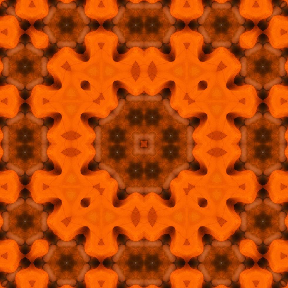 Orange abstract square background. Kaleidoscope pattern of desert. Free background. photo