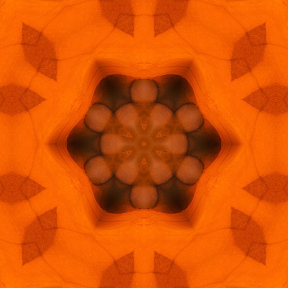 Orange abstract square background. Kaleidoscope pattern of desert. Free background. photo