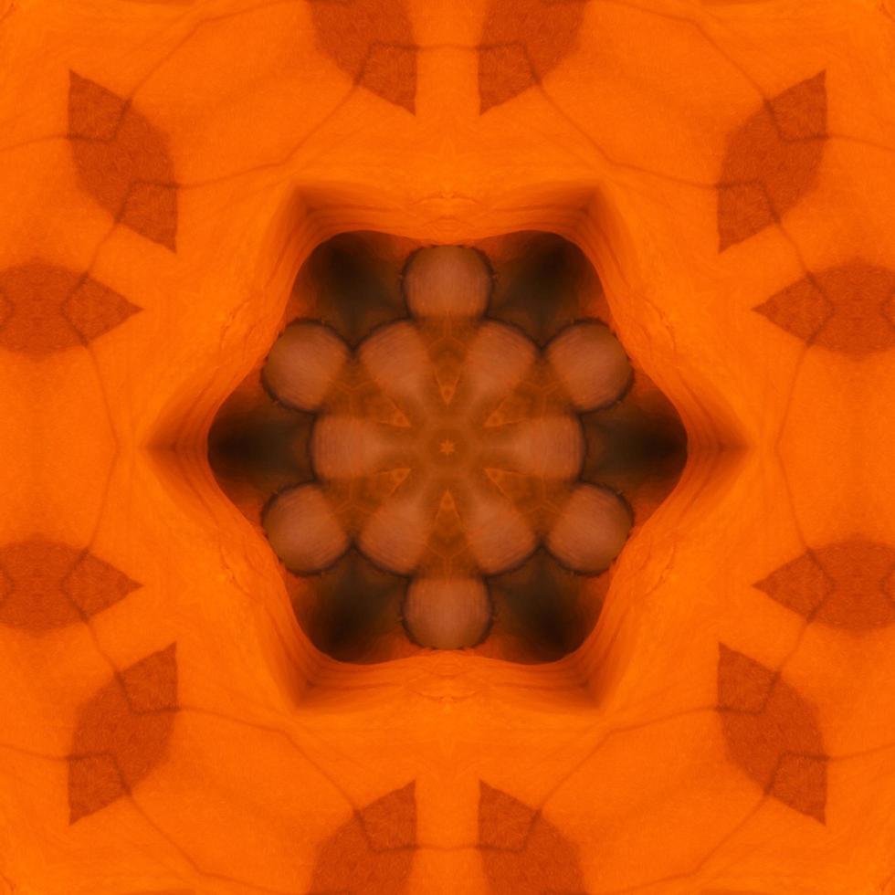 Orange abstract square background. Kaleidoscope pattern of desert. Free background. photo